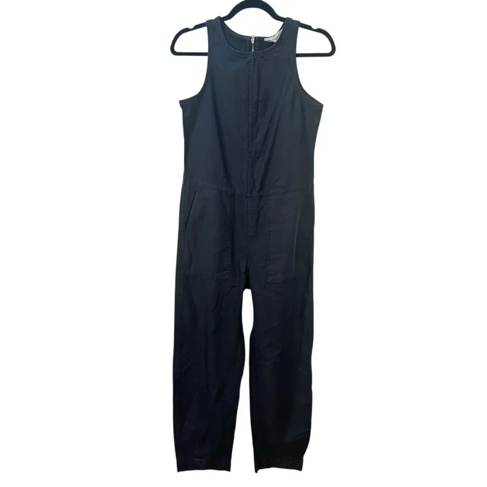 Everlane The Fatigue Barrel Jumpsuit Sleveless Crop Wide Leg Black Women 0 NWT
